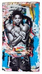 Basquiat by Bram Reijnders - Glazed Original Painting on Board sized 32x59 inches. Available from Whitewall Galleries